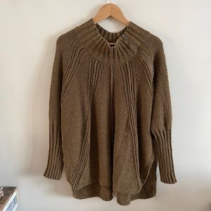 Free People Spin Around poncho sweater, size M/L, brown